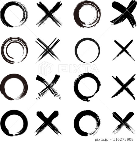 筆の手描きマルバツのセット 筆の手描きマルバツのセット 116273909