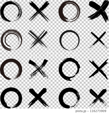 筆の手描きマルバツのセット 筆の手描きマルバツのセット 116273909