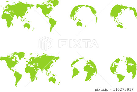 緑の様々な世界地図のセット 116273917