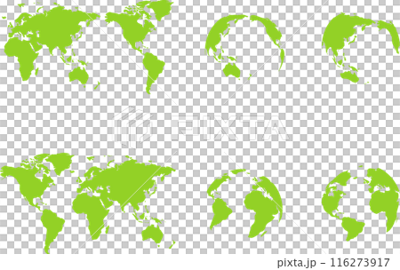 緑の様々な世界地図のセット 116273917