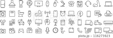 電気と家電に関する線画アイコンセット 116273923