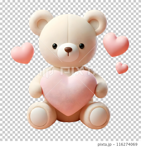 3d teddy bear with hearts  116274069