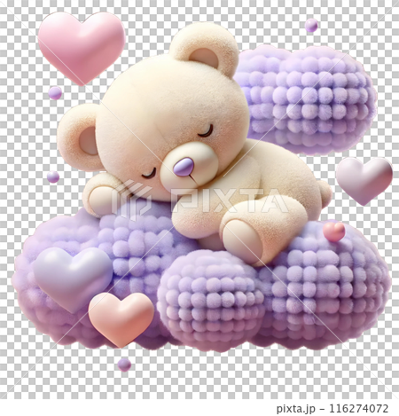 3d teddy bear sleeping on the cloud  116274072