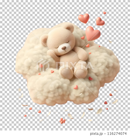 3d teddy bear sleeping on the cloud  116274074