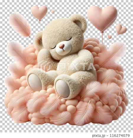 3d teddy bear sleeping on the cloud  116274079