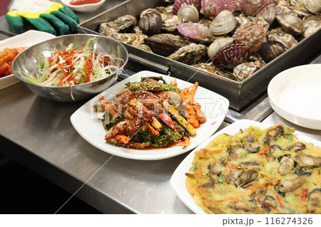 korean food. Oyster spicy sauce Salad korean food. Oyster spicy sauce Salad 116274326