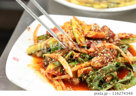 korean food. Oyster spicy sauce Salad korean food. Oyster spicy sauce Salad 116274349