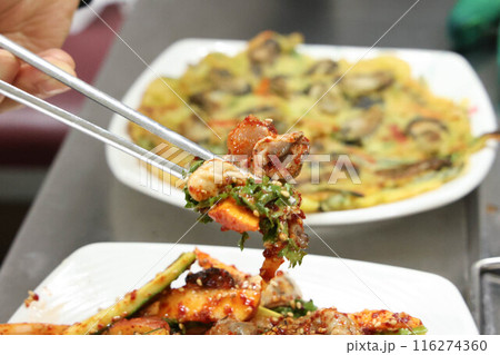 korean food. Oyster spicy sauce Salad 116274360