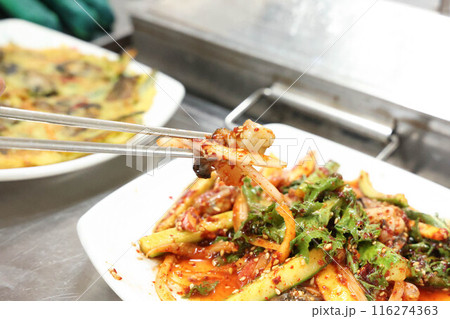 korean food. Oyster spicy sauce Salad korean food. Oyster spicy sauce Salad 116274363