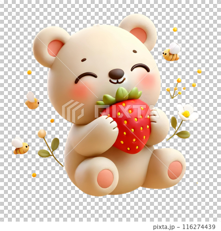 3d teddy bear with strawberry 116274439