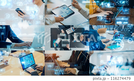 様々なビジネスシーンとテクノロジー　タイトル　テンプレート 116274479