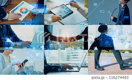 様々なビジネスシーンとテクノロジー　タイトル　テンプレート 116274483