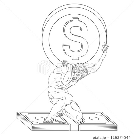 Titan Atlas holding economy arrow 116274544