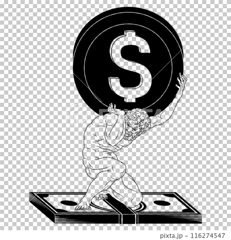 Titan Atlas holding economy arrow Titan Atlas holding economy arrow 116274547