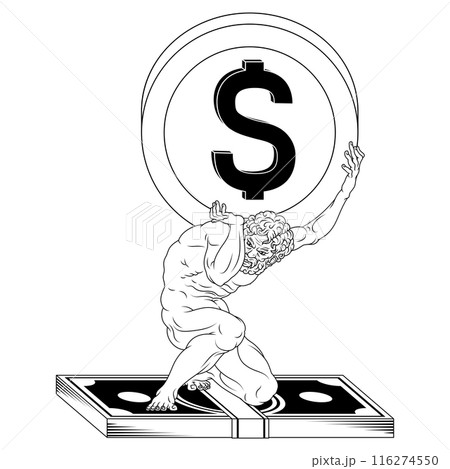 Titan Atlas holding economy arrow Titan Atlas holding economy arrow 116274550