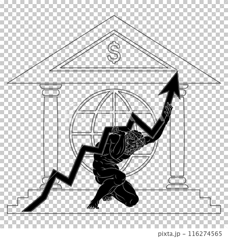 Titan Atlas holding economy arrow 116274565