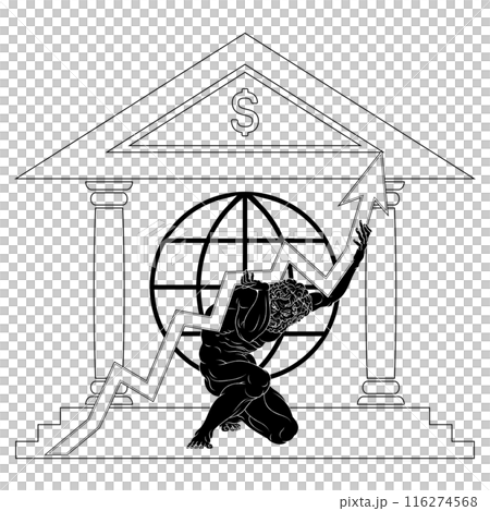 Titan Atlas holding economy arrow Titan Atlas holding economy arrow 116274568