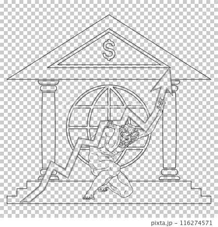 Titan Atlas holding economy arrow Titan Atlas holding economy arrow 116274571