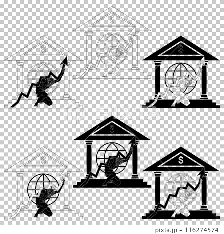 Titan Atlas holding economy arrow Titan Atlas holding economy arrow 116274574