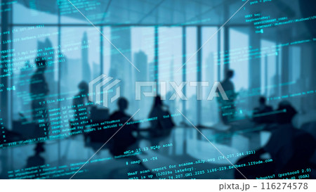 オフィスの人々とデータコード 116274578