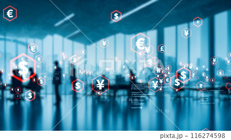 オフィスの人々と金融テクノロジー 116274598