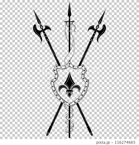 Medieval Coat of Arms with Halberd 116274665