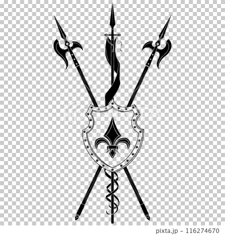 Medieval Coat of Arms with Halberd 116274670