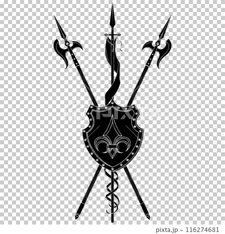 Medieval Coat of Arms with Halberd 116274681