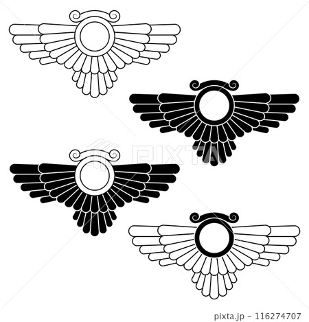 Zoroastrian winged disc Zoroastrian winged disc 116274707