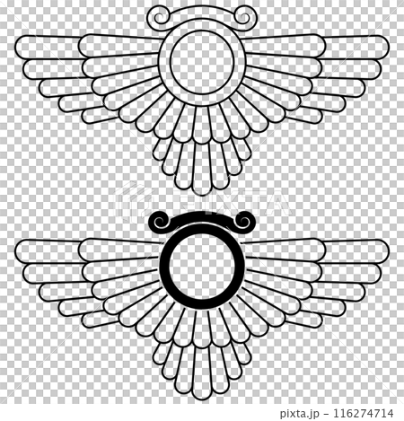 Zoroastrian winged disc Zoroastrian winged disc 116274714
