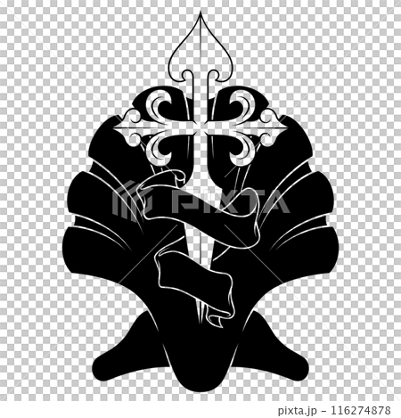 Cross of the apostle Santiago with ribbon 116274878