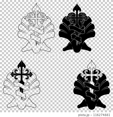 Cross of the apostle Santiago with ribbon Cross of the apostle Santiago with ribbon 116274881