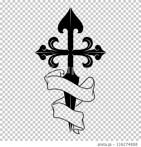 Cross of the apostle Santiago with ribbon Cross of the apostle Santiago with ribbon 116274888