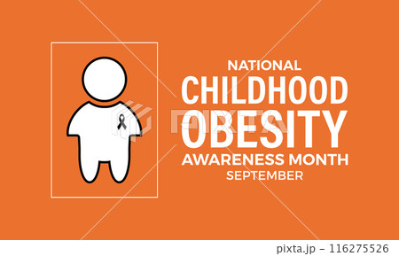 National Childhood Obesity Awareness month. Greeting card, poster, Ribbon, banner, Vector Template. National Childhood Obesity Awareness month. Greeting card, poster, Ribbon, banner, Vector Template. 116275526