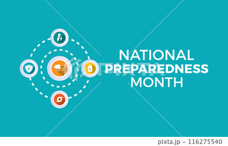 National Preparedness Month. Emergency concept Greeting card, poster, Ribbon, banner, Vector Template. 116275540