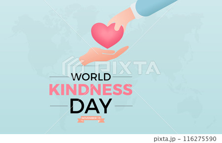 World Kindness Day. Health Care concept Greeting card, poster, Ribbon, banner, Vector Template. 116275590