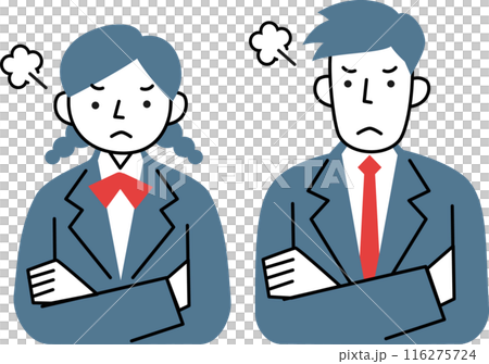 Set of angry female and male students upper body 116275724