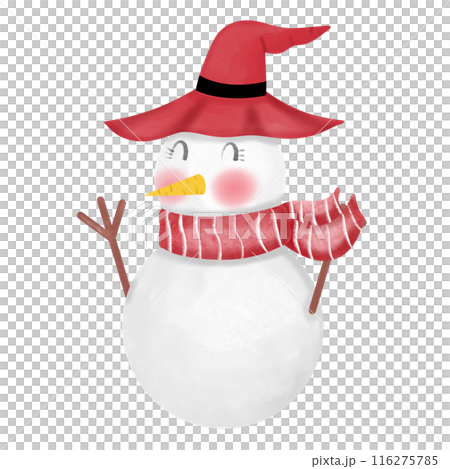 Snowman with Red Scarf and Hat Logo Sticker. Snowman with Red Scarf and Hat Logo Sticker. 116275785