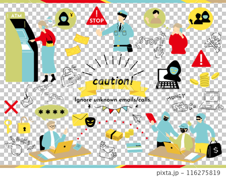 Fraud victim warning illustration collection 116275819