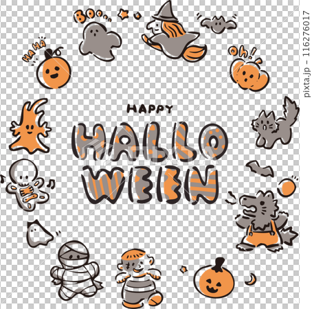 Icon frame decoration hand-drawn watercolor Halloween decoration cute illustration material set 116276017