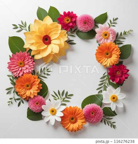Hand drawn flower,flora wreath, border,frame, on white background, watercolor vintage style for use. 116276238