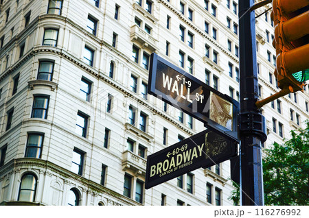 金融の街、ウォール街の看板 金融の街、ウォール街の看板 116276992