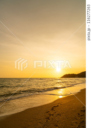 beautiful sea beach with sunset time beautiful sea beach with sunset time 116277263