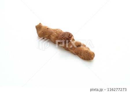 chocolate meringue stick on white background 116277273