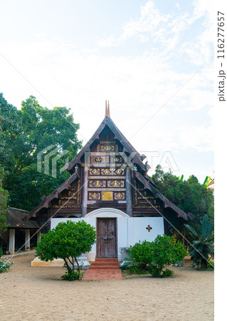 beautiful architecture at Pra That Lampang Luang in Thailand 116277657
