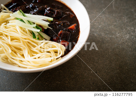 Jajangmyeon or JJajangmyeon is Korean Noodle with Black Sauce 116277795