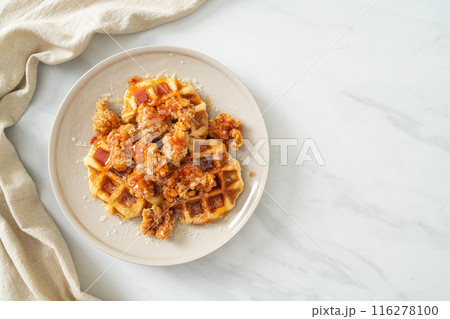 fried chicken with waffle and cheese fried chicken with waffle and cheese 116278100