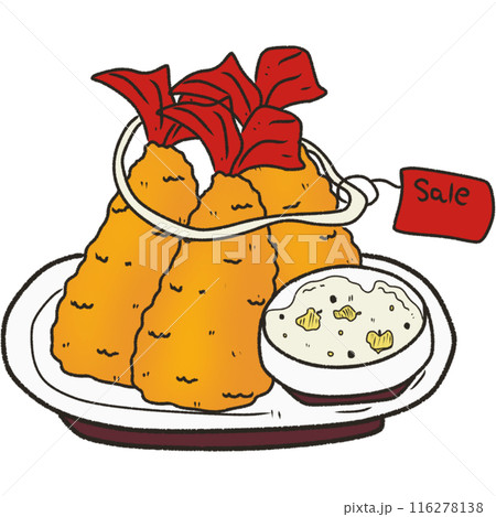 The illustration of a shrimp tempura 116278138