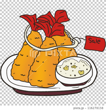 The illustration of a shrimp tempura 116278138