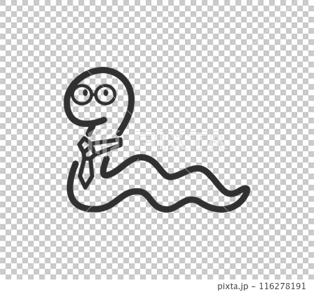 Illustration of a snake wearing a tie and glasses Illustration of a snake wearing a tie and glasses 116278191